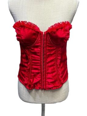 Victoria's Secret Red Satin Corset Bustier Sexy Little Things